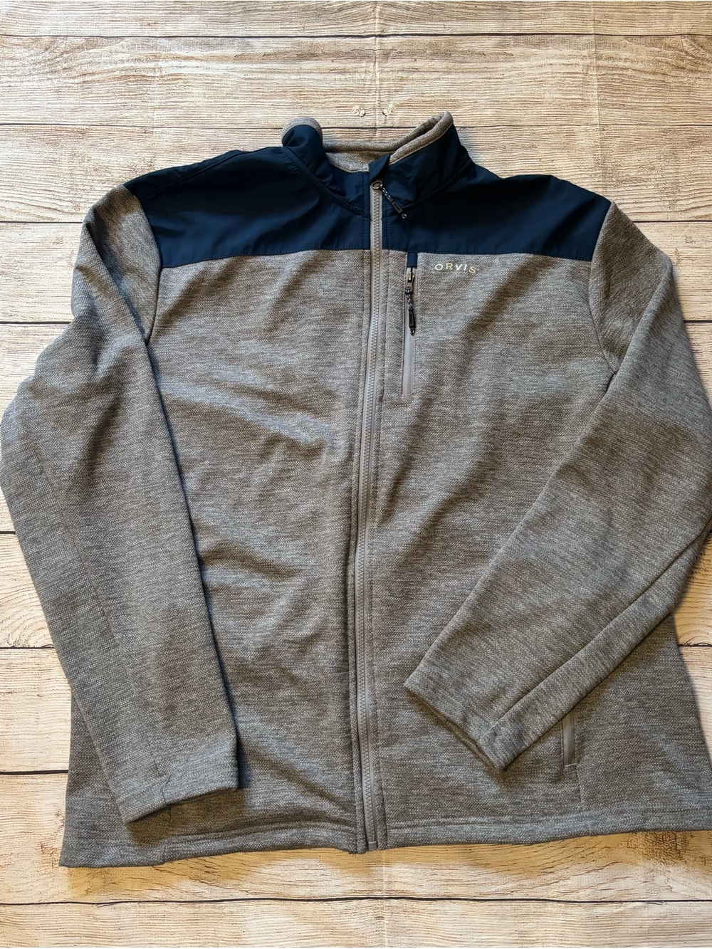 Men’s Orvis Gray and Blue Classic Collection Zip Up Jacket Sz. XL